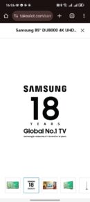 Samsung 85" DU8000 4K UHD Smart TV with 4K Upscaling