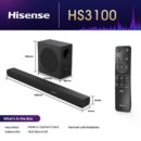 Hisense 480W 3.1 Channel Bluetooth Sound Bar with Wireless Subwoofer